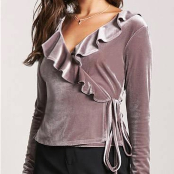 Forever 21 Velvet Wrap Blouse - Picture 1 of 8